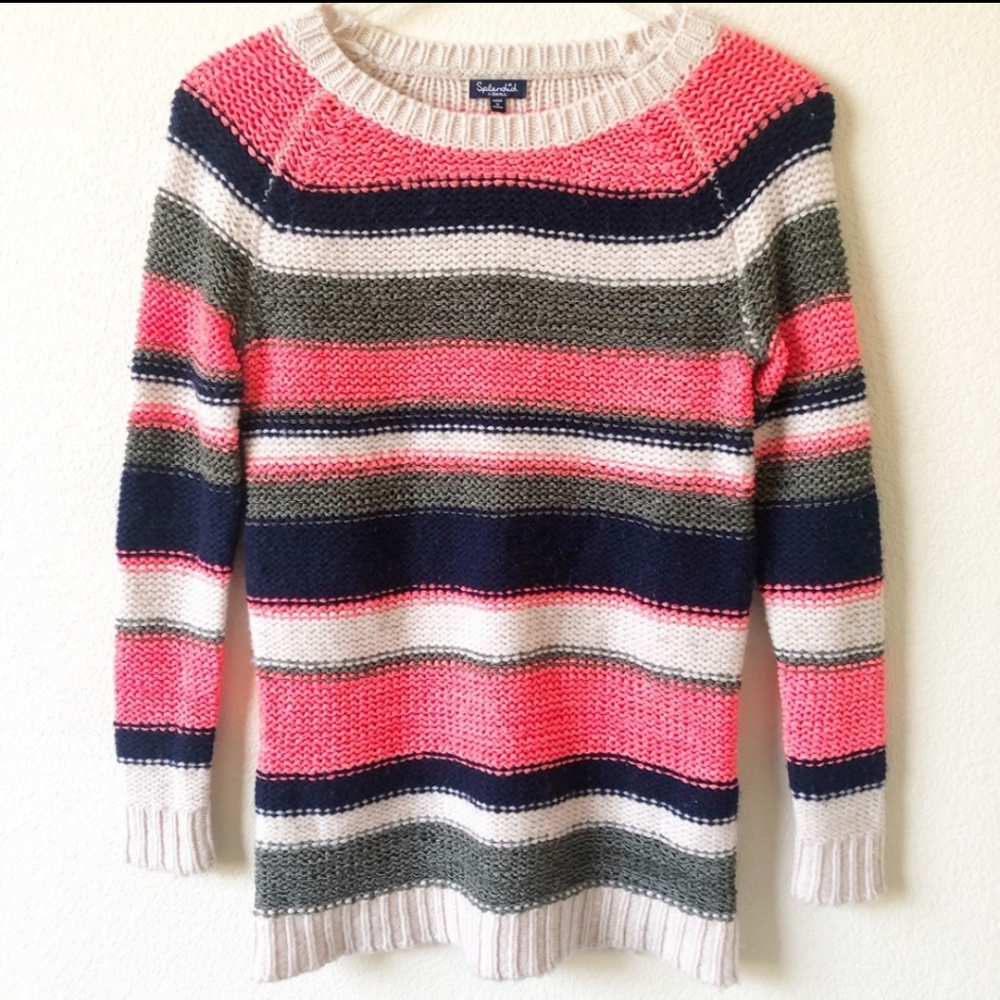 Splendid Colorful Striped Lambswool Blend Sweater XS‎